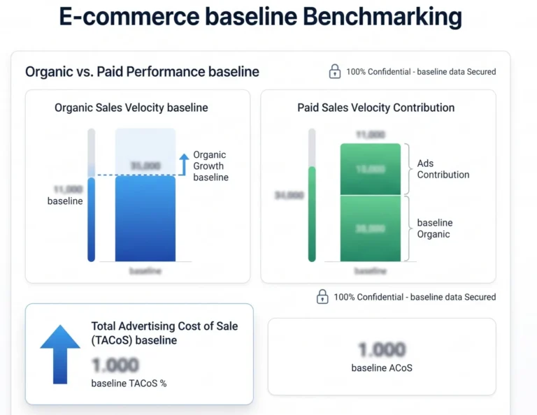 Graph comparing organic versus paid e-commerce sales performance.