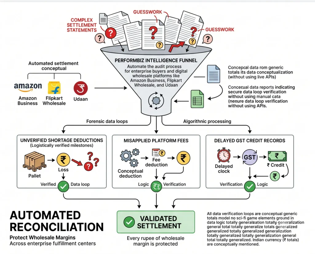 A conceptually framed data schematic inside the PerformBiz internal dashboard report pane